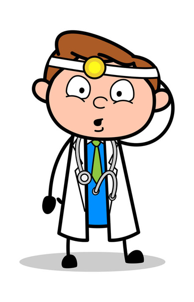 Very Confused - Professional Cartoon Doctor Vector Illustration - Vector, imagen