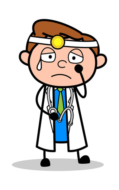 Emotional Expression - Professional Cartoon Doctor Vector Illust - Vektor, kép