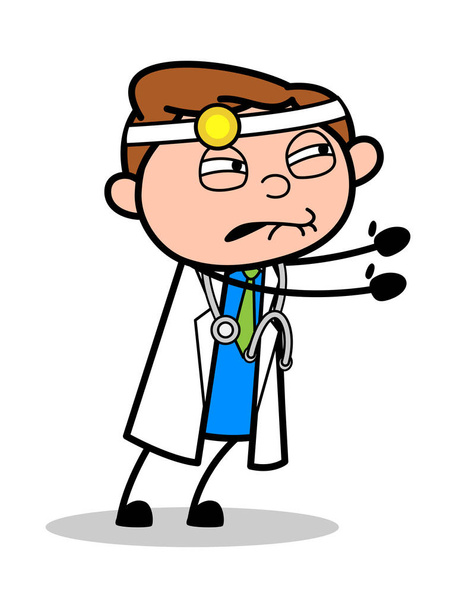 Holding with Hands - Professional Cartoon Doctor Vector Illustra - Vector, Image