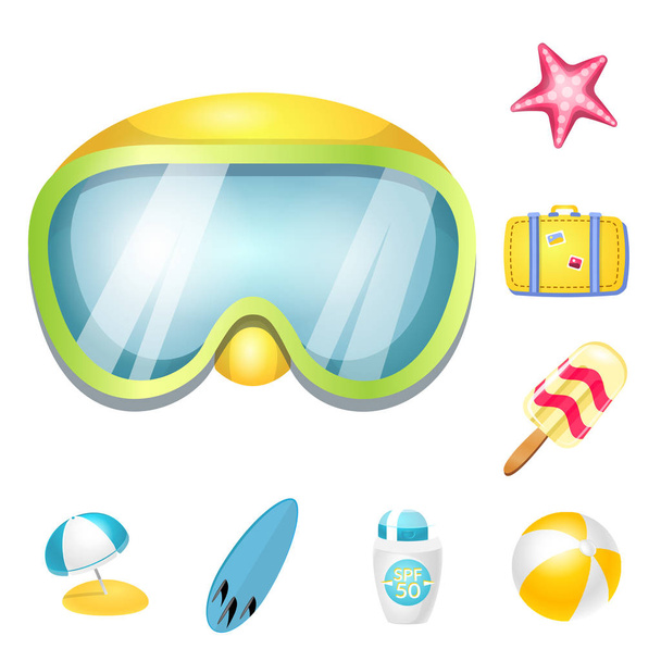 Isolated object of equipment and swimming symbol. Collection of equipment and activity stock symbol for web. - Vektori, kuva