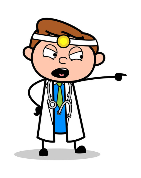 Scolding - Professional Cartoon Doctor Vector Illustration - Vector, imagen