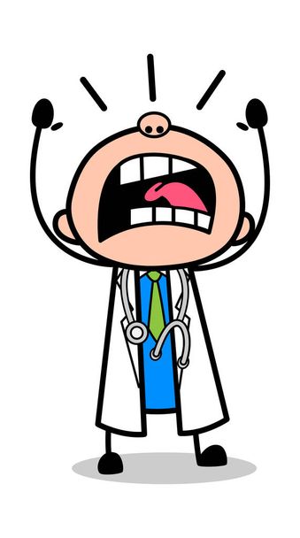 Screaming-professzionális Cartoon doktor Vector illusztráció - Vektor, kép