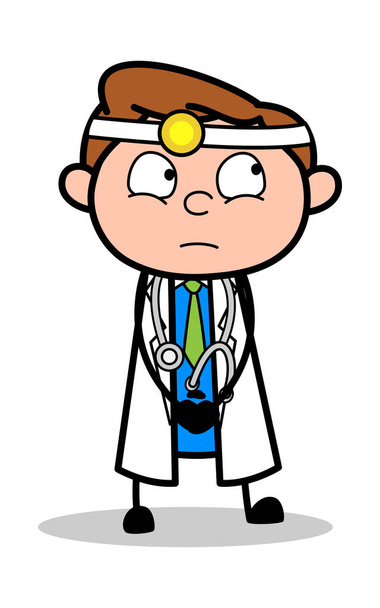 Silently Watching - Professional Cartoon Doctor Vector Illustrat - Vecteur, image