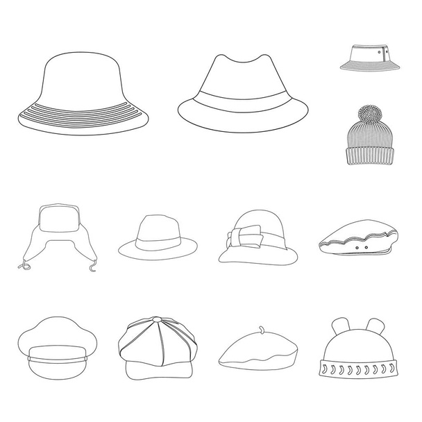 Isolated object of headgear and cap symbol. Set of headgear and accessory stock vector illustration. - Vector, Imagen