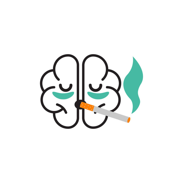 Brain smoking icon - Vector, Image