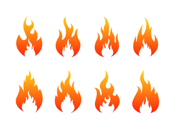 Set of Fire flames icons. Fire silhouette. Vector illustration. - Vector, Image