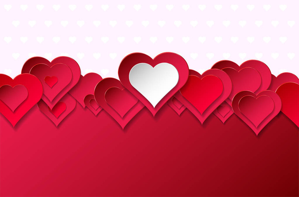 Κόκκινο και ροζ φόντο με αφηρημένες καρδιές - Διάνυσμα, εικόνα
