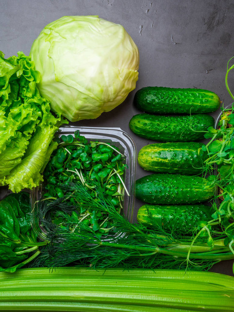 Fresh green vegetables. Detox, diet or healthy food concept - Photo, image