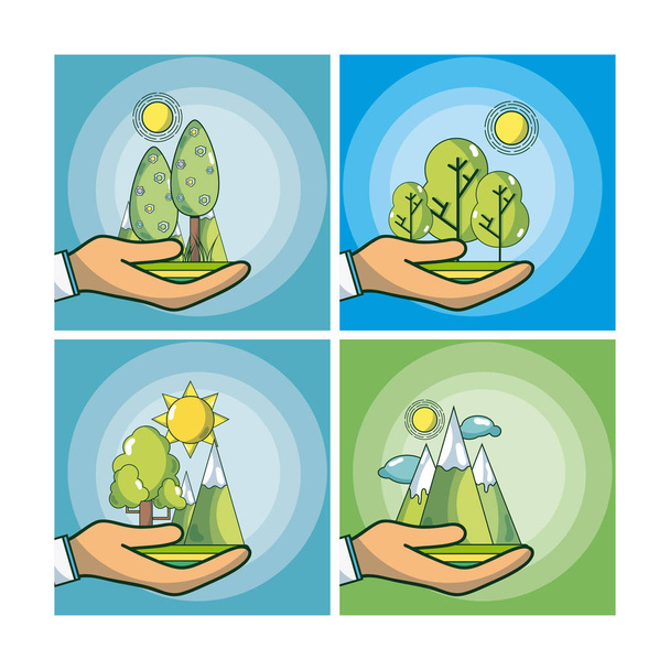 Conjunto de ícones e símbolos ecológicos
 - Vetor, Imagem