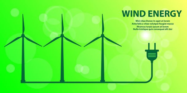 Le moulin à vent d'énergie se connecte au bouchon. Concept créatif énergie verte. Illustration vectorielle
 - Vecteur, image
