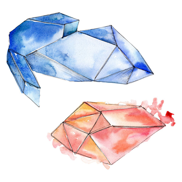 Colorati minerali gioielli diamante roccia. Set sfondo acquerello. Elemento di illustrazione in cristallo isolato
. - Foto, immagini