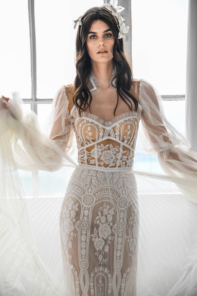 NEW YORK, NY - APRIL 14: A model posing during Galia Lahav Spring 2020 bridal fashion presentation at New York Fashion Week: Bridal on April 14, 2019 in NYC. - Foto, Imagen