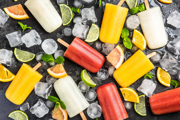 Fresh fruit juice ice lolly pops popsicles - Photo, Image
