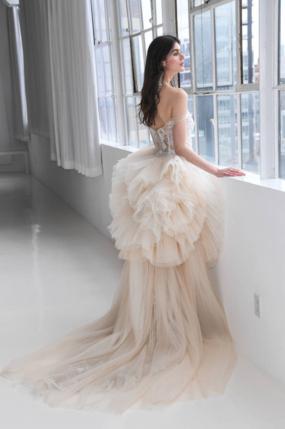 NOVA IORQUE, NY - 14 DE ABRIL: Um modelo posando durante a Galia Lahav Spring 2020 apresentação de moda nupcial na New York Fashion Week: Bridal em 14 de abril de 2019 em NYC
. - Foto, Imagem
