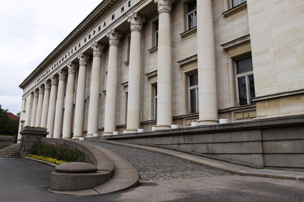 Bibliothèque nationale de Bulgarie avec les statues des saints Cyrille et Méthode à Sofia
 - Photo, image