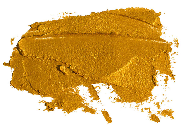 Murskatun kultaisen luomivärin tuoksu valkoisella eristetyn kosmetiikkatuotteen näytteenä. EPS10-vektorin havainnollistaminen
. - Vektori, kuva