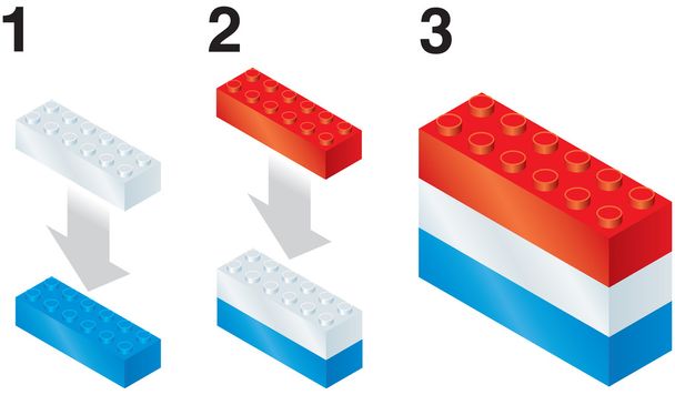 ルクセンブルクの国旗を作るブロックを構築 - ベクター画像