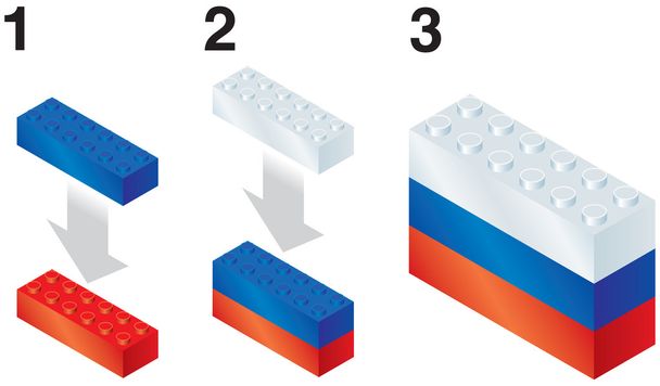 bouwen van blokken maken van Russische vlag - Vector, afbeelding
