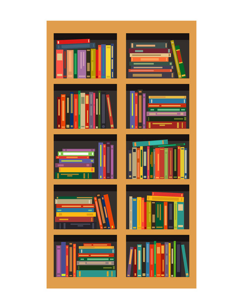 Una librería con libros. ilustración vectorial plana aislada
 - Vector, Imagen
