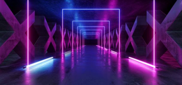 Beton Grunge Säulen x geformten Korridor Tunnel dunkle Halle reflektieren - Foto, Bild