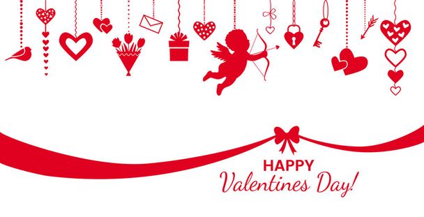 valentin2St. Valentine's Day - greeting card or banner. vector illustration isolated on a red background. - Vector, Image