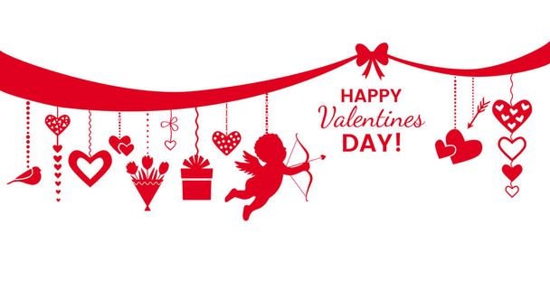 valentin2St. Valentine's Day - greeting card or banner. vector illustration isolated on a red background. - Vector, Image