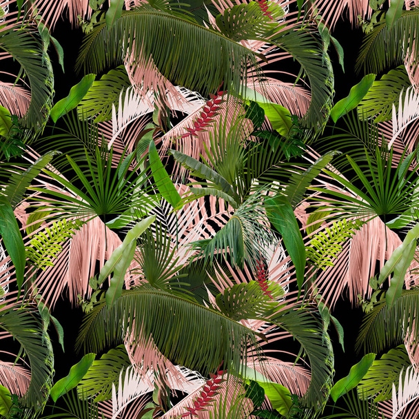 adorable seamless design pattern with tropical leaves, can be used as wallpaper - Foto, Imagen