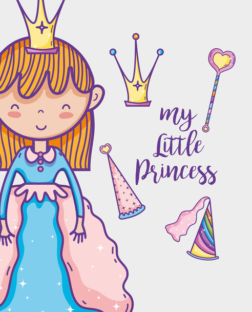 Kleine prinses schattig hand tekening cartoon - Vector, afbeelding
