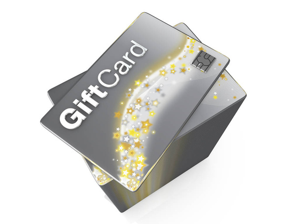 gift cards with silver background and stars, generic design - 写真・画像