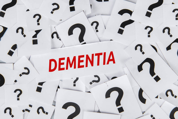 Dementia word with question marks - Photo, Image