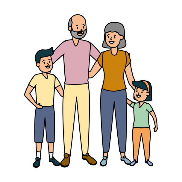 grandparents and granddaughter - Vector, Image
