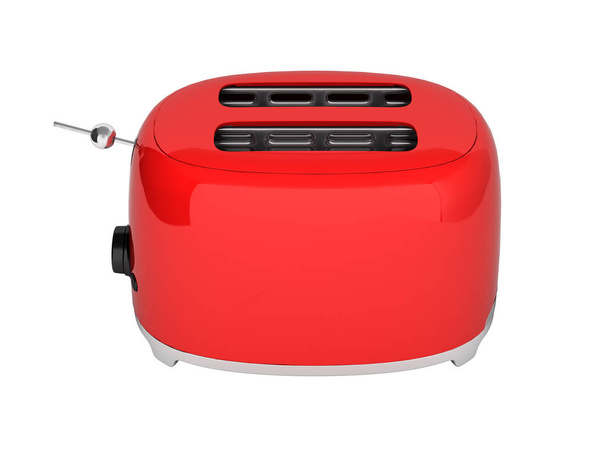 Red retro toaster without shadow on white background 3d - Foto, Bild