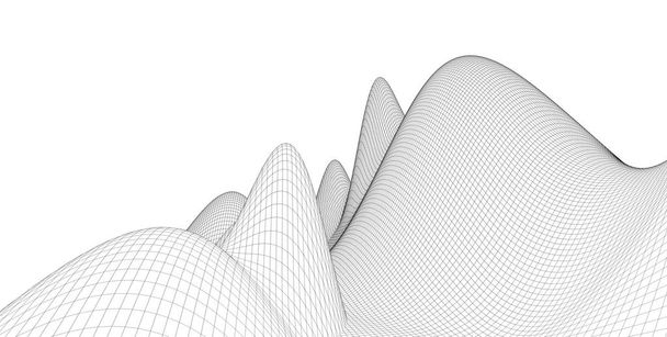Astratto terreno wireframe 3d, Illustrazione 3d, Curva contorno
 - Foto, immagini