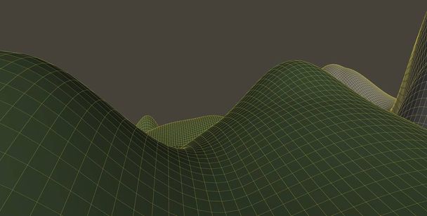 Terreno de marco de alambre 3d abstracto, Ilustración 3d, Curva de contorno
 - Foto, imagen