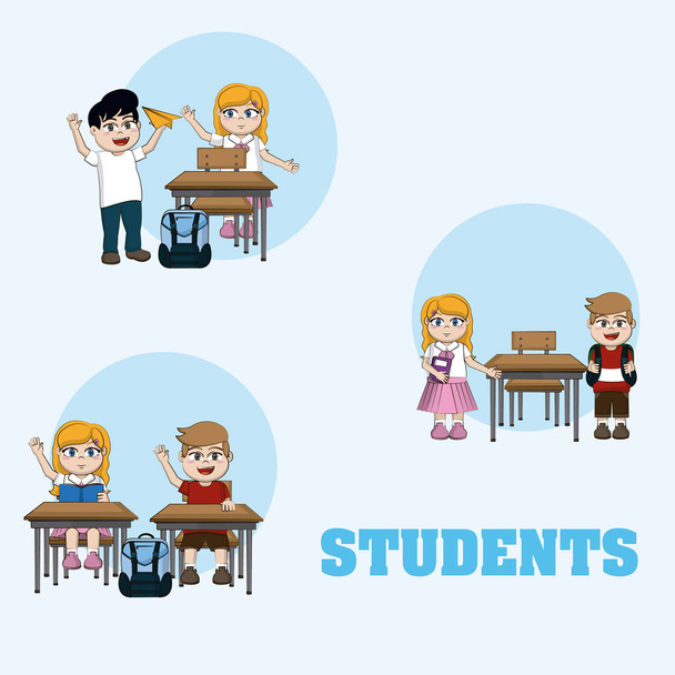Cute students cartoons - Vector, Image