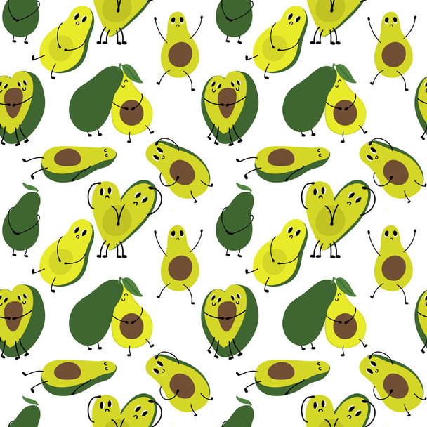 niedlichen Cartoon-Avocados nahtlose muster.sketch für Packpapier, florale Textilien, Hintergrundfüllung, Stoff. - Vektor, Bild