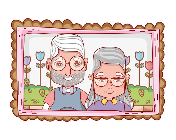 lindo abuelos pareja dibujos animados
 - Vector, imagen