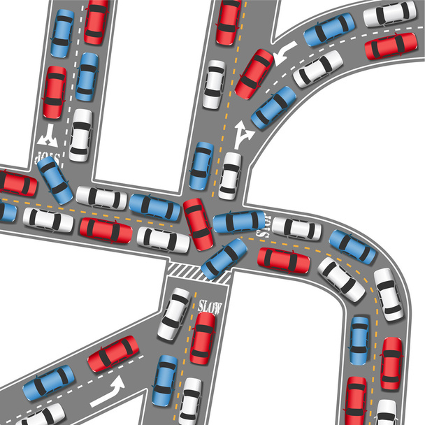 Auto atasco de tráfico coches de carretera ocupados conducir
 - Vector, imagen