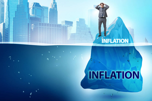 Businessman in inflation concept wih iceberg - Photo, Image