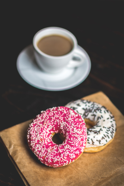 Pink and white donuts with sprinkle - Photo, Image
