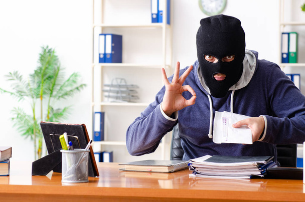 Zloděj v balaklavě v kanceláři  - Fotografie, Obrázek