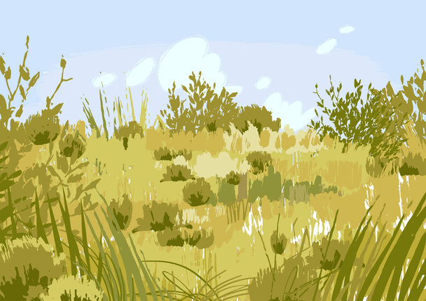 穏やかな色で抽象的なグラフィックの草原のビュー - ベクター画像