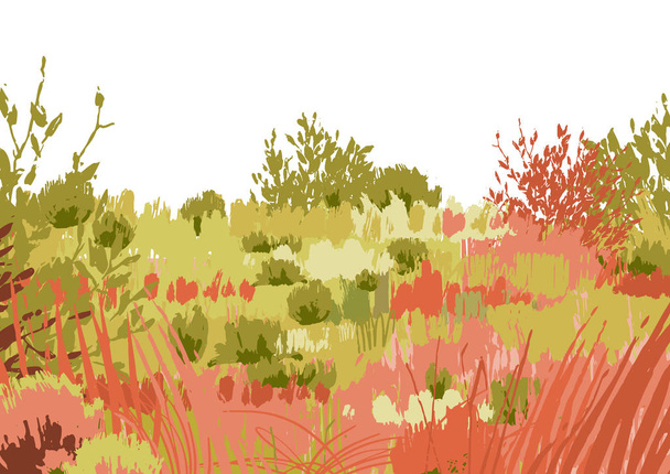 穏やかな色で抽象的なグラフィックの草原のビュー - ベクター画像