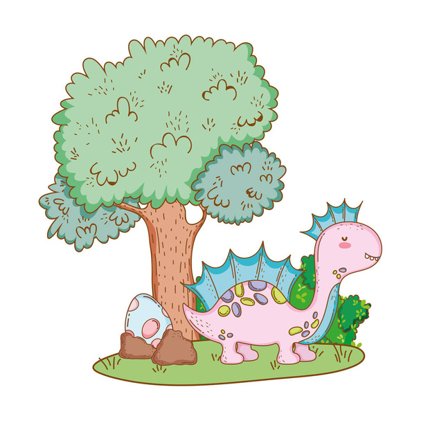 roztomilý Apatosaurus se stromem v krajině - Vektor, obrázek