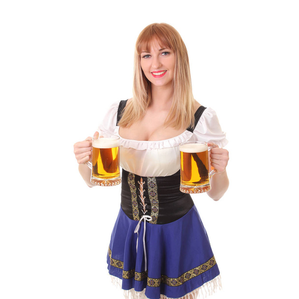 girl with a mug of fresh light beer - Fotoğraf, Görsel