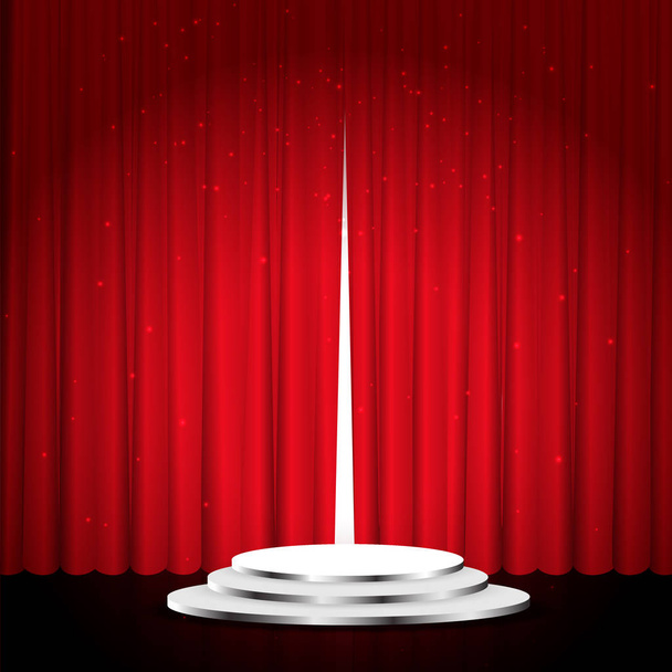 Pódium na pódiu s červenou záclonou - Vektor, obrázek