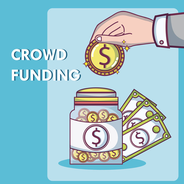 Crowdfunding money business - Vector, Image
