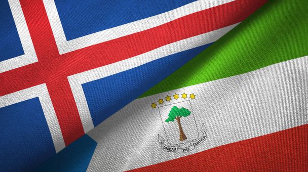 Islanti ja Päiväntasaajan Guinea kaksi lippua tekstiilikangas, kangas rakenne
 - Valokuva, kuva