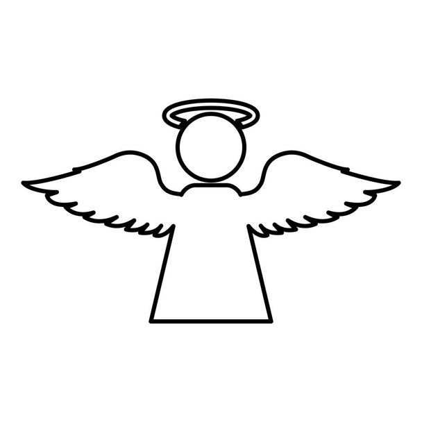 Ángel con el icono de ala mosca contorno color negro vector ilustración imagen de estilo plano
 - Vector, imagen