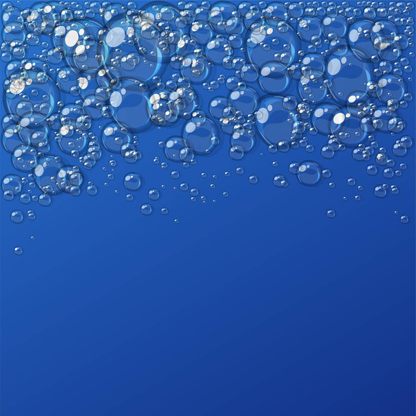Абстрактная пена, пузырьки воды, изолированные на синем фоне
 - Вектор,изображение